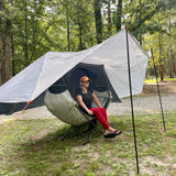 covered folding hammock with stand and roof tarp