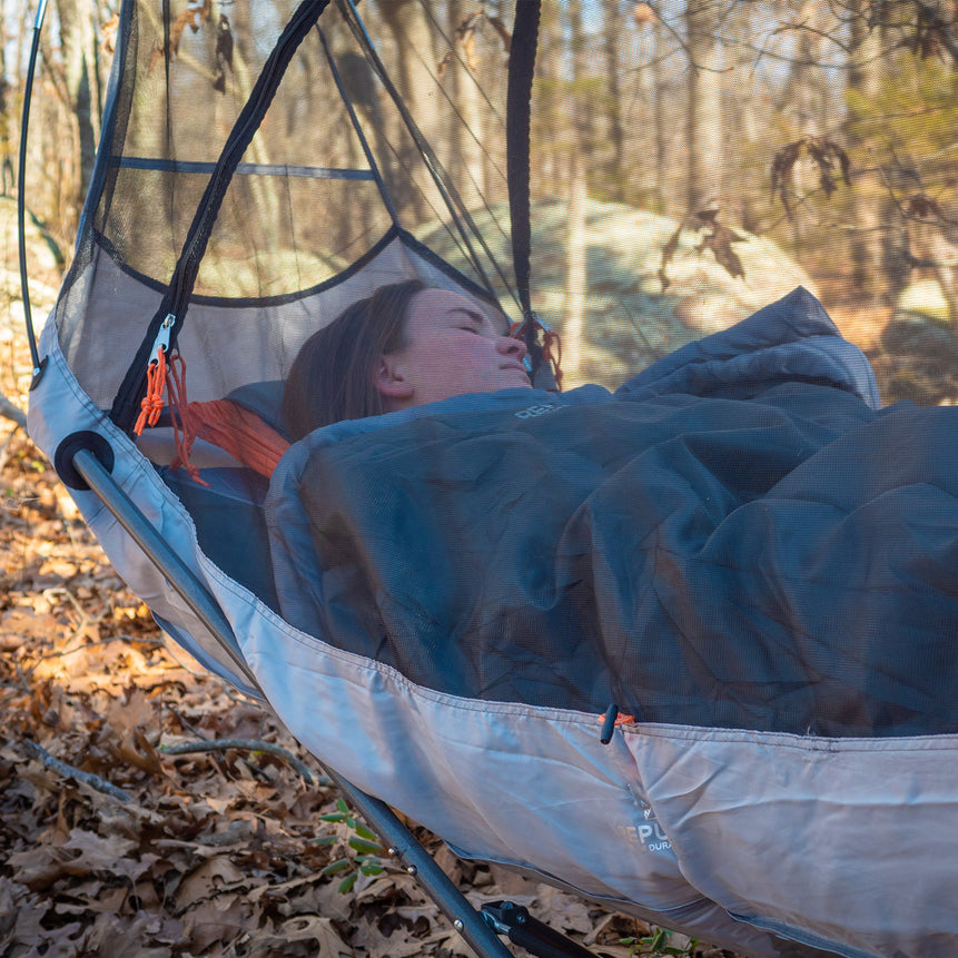 Portable Folding Camping Hammock with Stand Underquilt and Netting