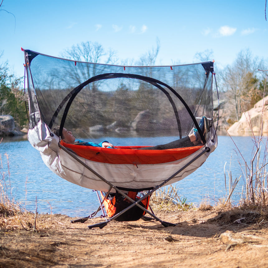 Portable Folding Camping Hammock with Stand Underquilt and Netting